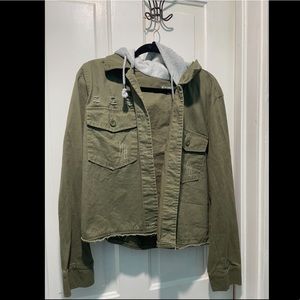 Olive green cropped jacket
